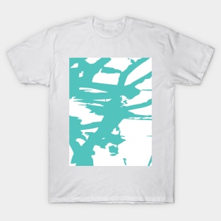 Turquoise Paint Spilled on White T-Shirt